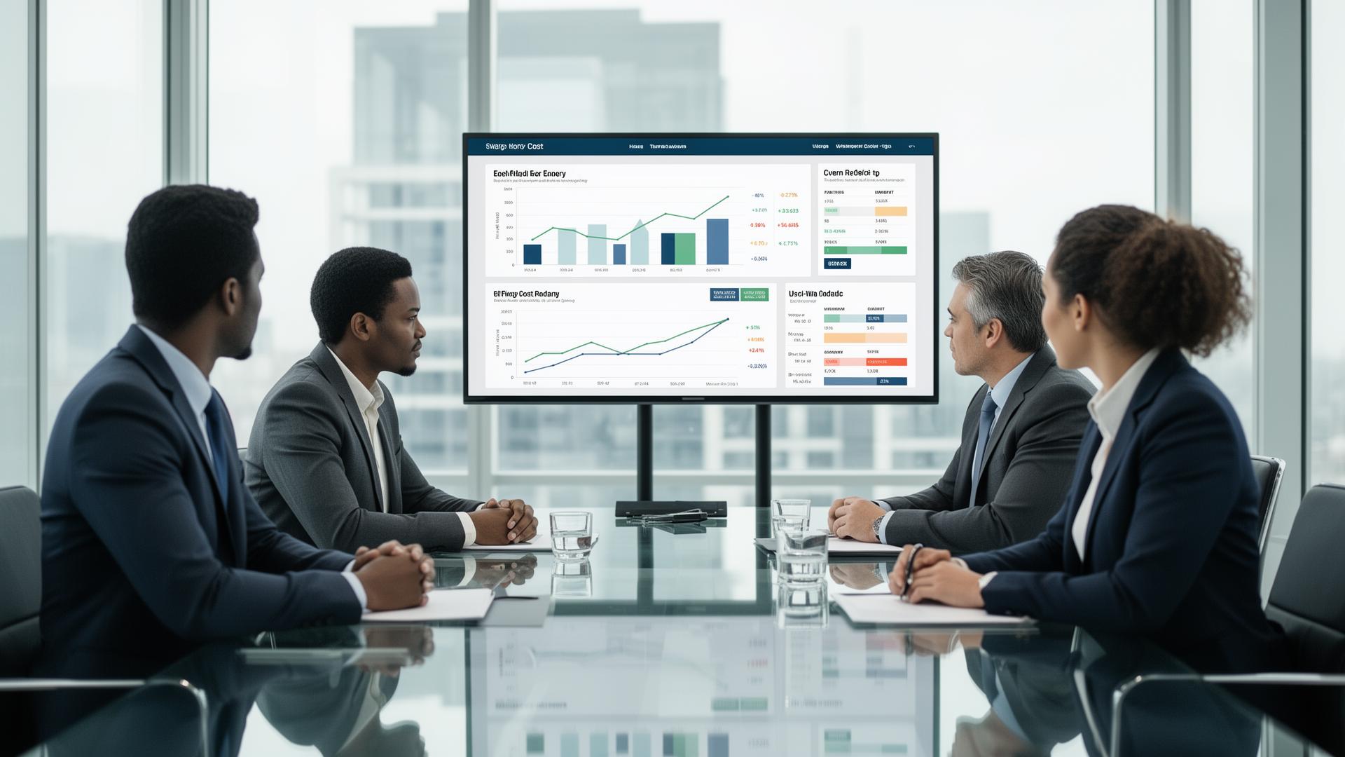 Financial Team reviewing energy analytics